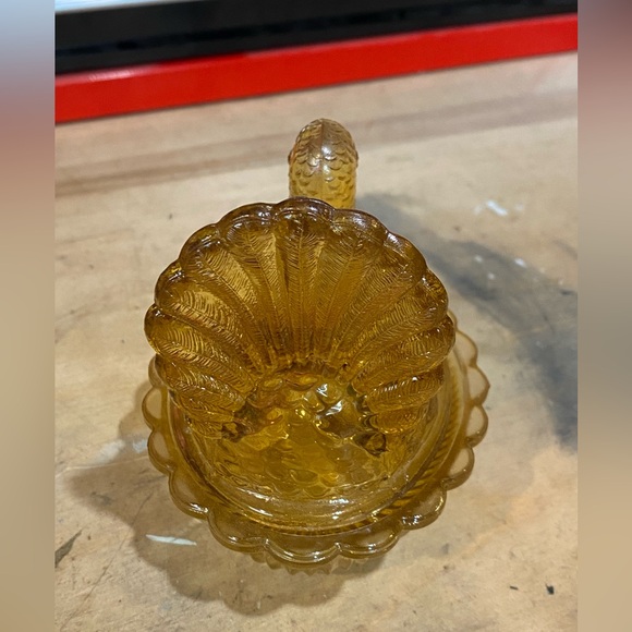 Indiana Glass Co. Vintage Amber Turkey Candy Dish - Picture 2 of 4
